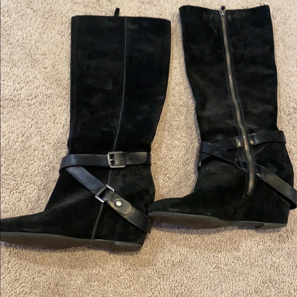 Franco Sarto Suede knee high wedge boots sZ 9